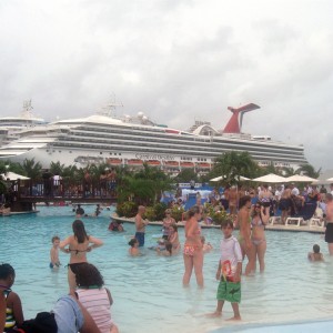 View of the ships dock in Grand Turk from Margaritaville