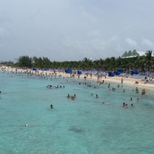 The beach to the left of the pier