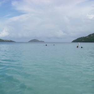 Looking out to sea from the shore of Magens Bay