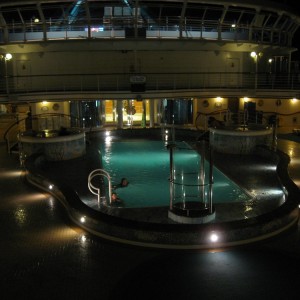 Neptune's pool at night