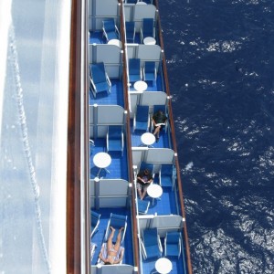 Balconies - Caribe deck above, Dolphin deck below