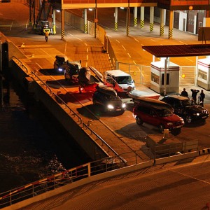 Cars waiting to board Silja Symphony in Mariehamn