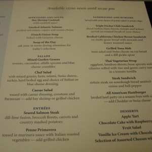 Room Service Menu