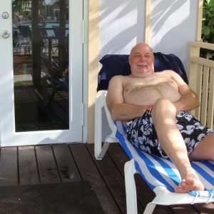 Relaxing on the deck of our cabana