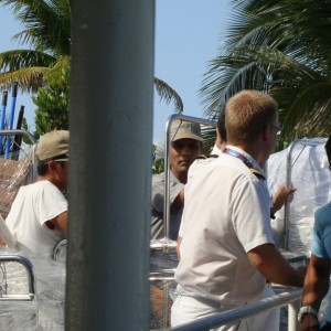 Crew loading the last tender