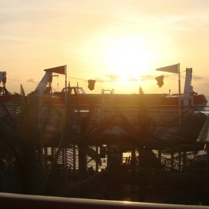 Sunrise over the port side life boats