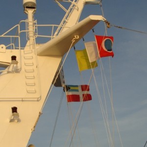 Bahamas flag on mast