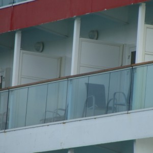 Looking up at our balcony