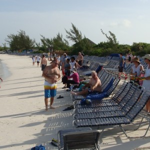 Beach in front of watersports hut