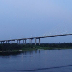 Approaching the Dames Point bridge