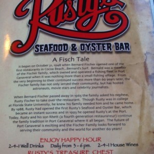 Rusty's Seafood & Oyster Bar sign