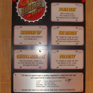 Guy's Burger Joint menu