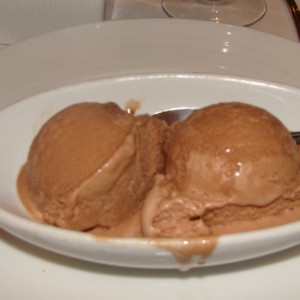 Two scoops of chocolate ice cream