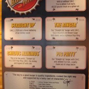 Guy's Burger Joint menu