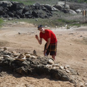 Ryan building a rock pile