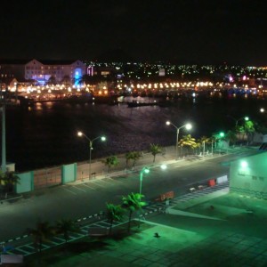 Nightime sailaway from Aruba