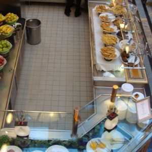 Looking down on the Continental Breakfast station