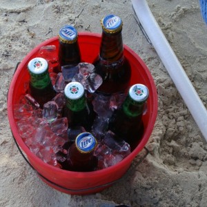 Our bucket of beer has arrived