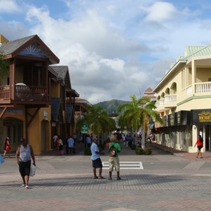 Looking back at the shops