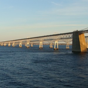 Sailing under the Chesapeake Bay Bridge