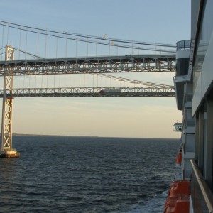 Sailing under the Chesapeake Bay Bridge