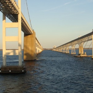 Sailing under the Chesapeake Bay Bridge