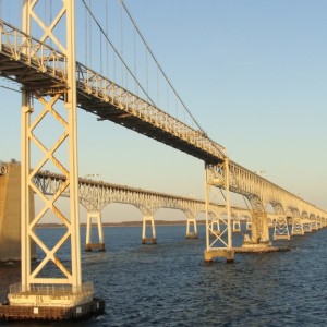 Sailing under the Chesapeake Bay Bridge