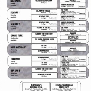 Entertainment Schedule