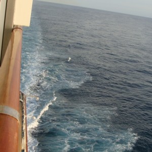 Smooth seas looking aft