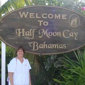 Patti and the welcome sign