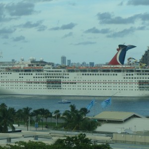 Carnival Ecstasy in the turning basin