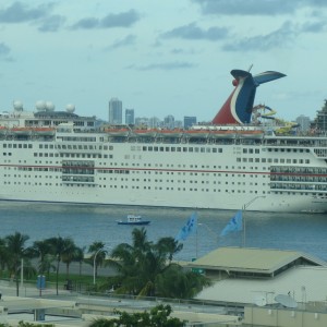 Carnival Ecstasy in the turning basin