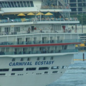 Carnival Ecstasy in the turning basin