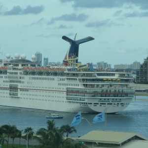 Carnival Ecstasy in the turning basin