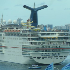 Carnival Ecstasy in the turning basin