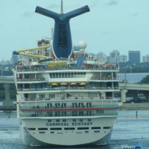 Carnival Ecstasy in the turning basin