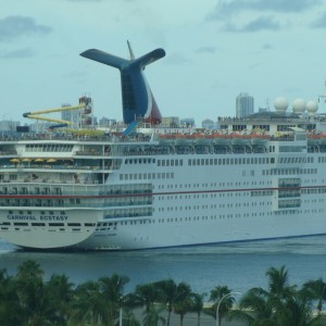 Carnival Ecstasy in the turning basin