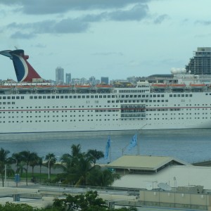 Carnival Ecstasy in the turning basin