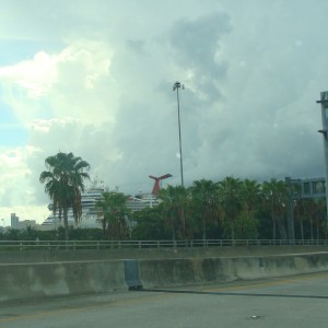 Driving into the Port of Miami