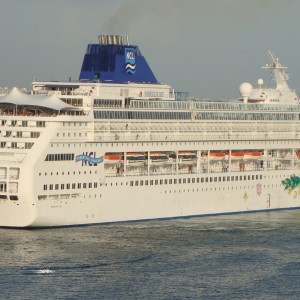 NCL Sky backs into her berth