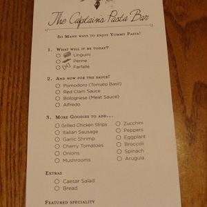 Cucina del Capitano - Pasta Bar choices