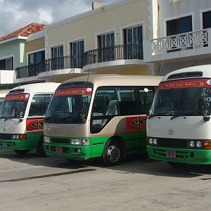 Waiting tour buses