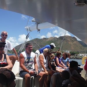 Onboard the catamaran