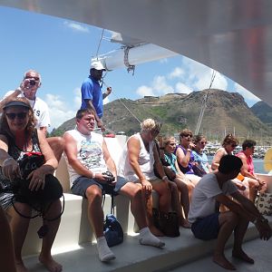 Onboard the catamaran