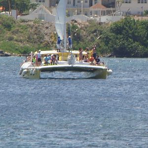 Patti catches us sailing into Basseterre