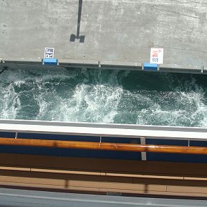 The Breeze pushes away from the pier