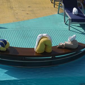 Towel creatures by the Beach Pool