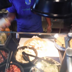 Blue Iguana Cantina - making my breakfast buritto