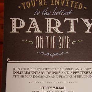 Tonight's turndown & VIFP Party invitations