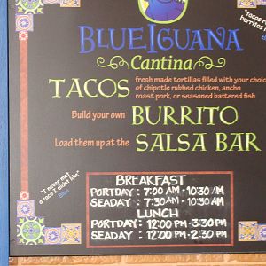 Blue Iguana Cantina Menu